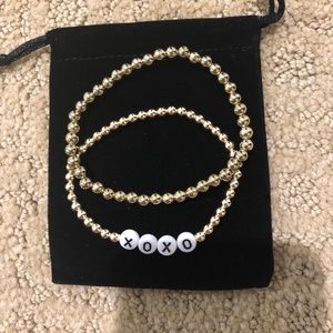 Gold bead stretch bracelets